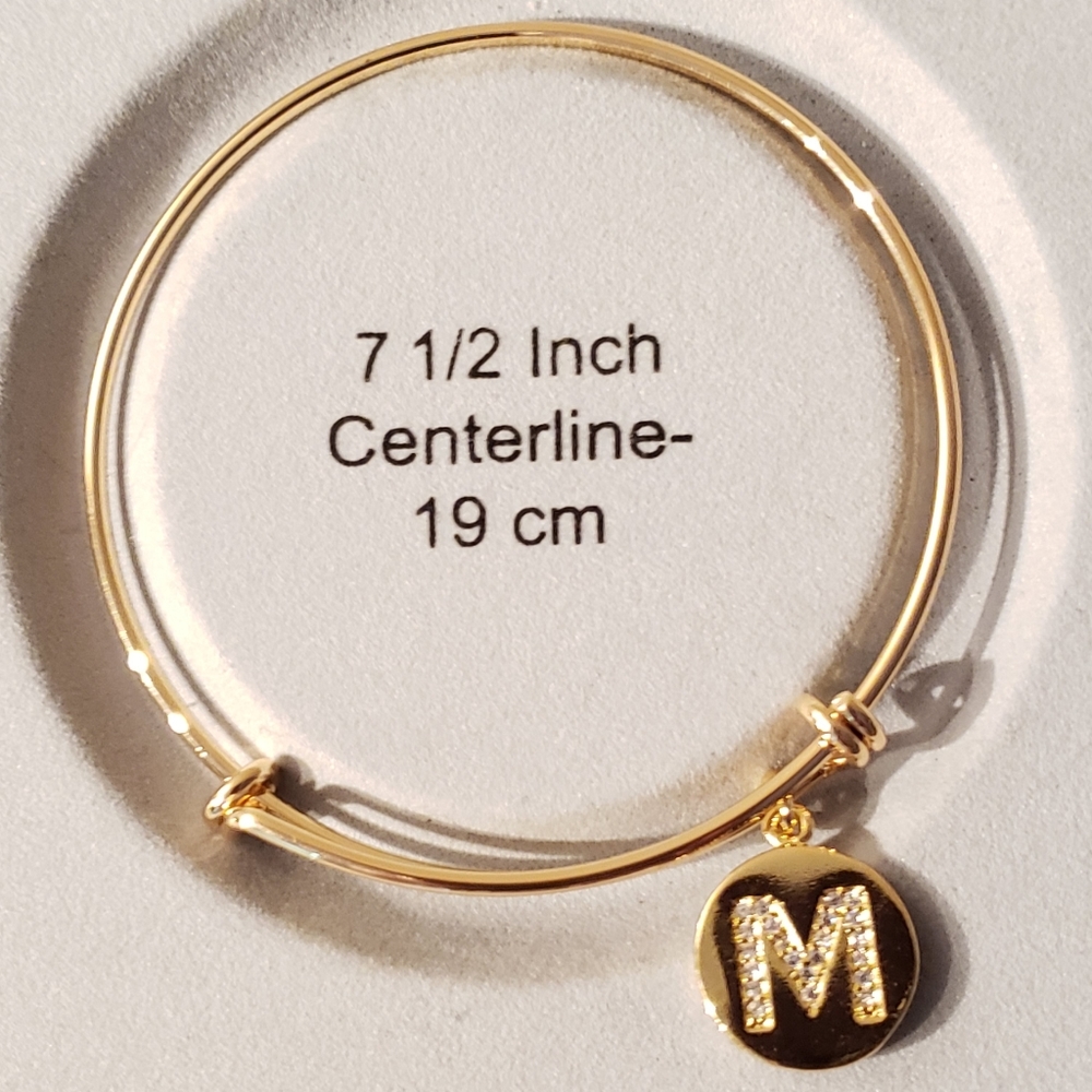 18k Gold-Filled Initial M Charm Bangle - image 6